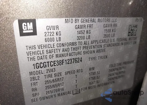 2015 Chevrolet Colorado Z71 from USA, damaged, VIN 1GCGTCE38F1237624